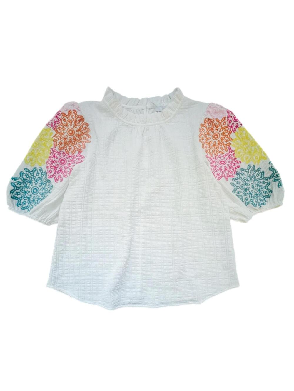 NWOT Voy Embroidered Puff Sleeve Top -S‎